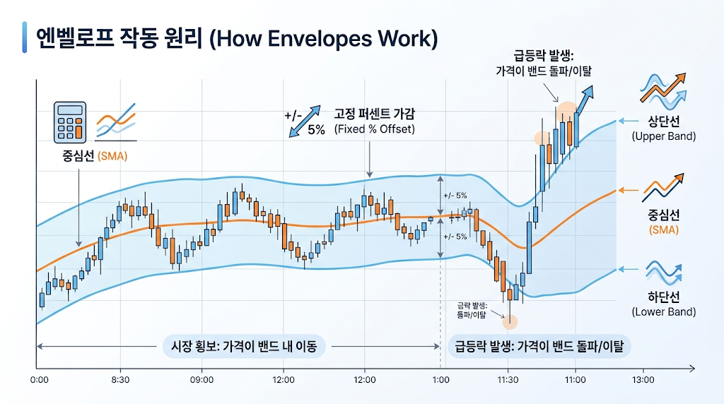 변동성 가격 채널 지표 비교 분석: 엔벨로프(Envelope)와 볼린저밴드(Bollinger Bands)의 차이점 2 image 41