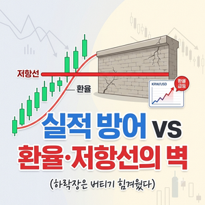 실적 방어만 잘하면 하락장을 버틸 줄 알았는데… 환율 급등과 저항선의 벽은 높았습니다 1 환율
