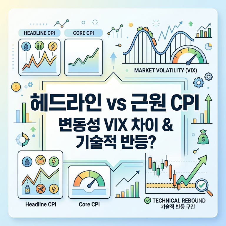 헤드라인 CPI vs 근원 CPI, 시장 변동성(VIX) 차이와 기술적 반등 구간 확인하기 8 cpi