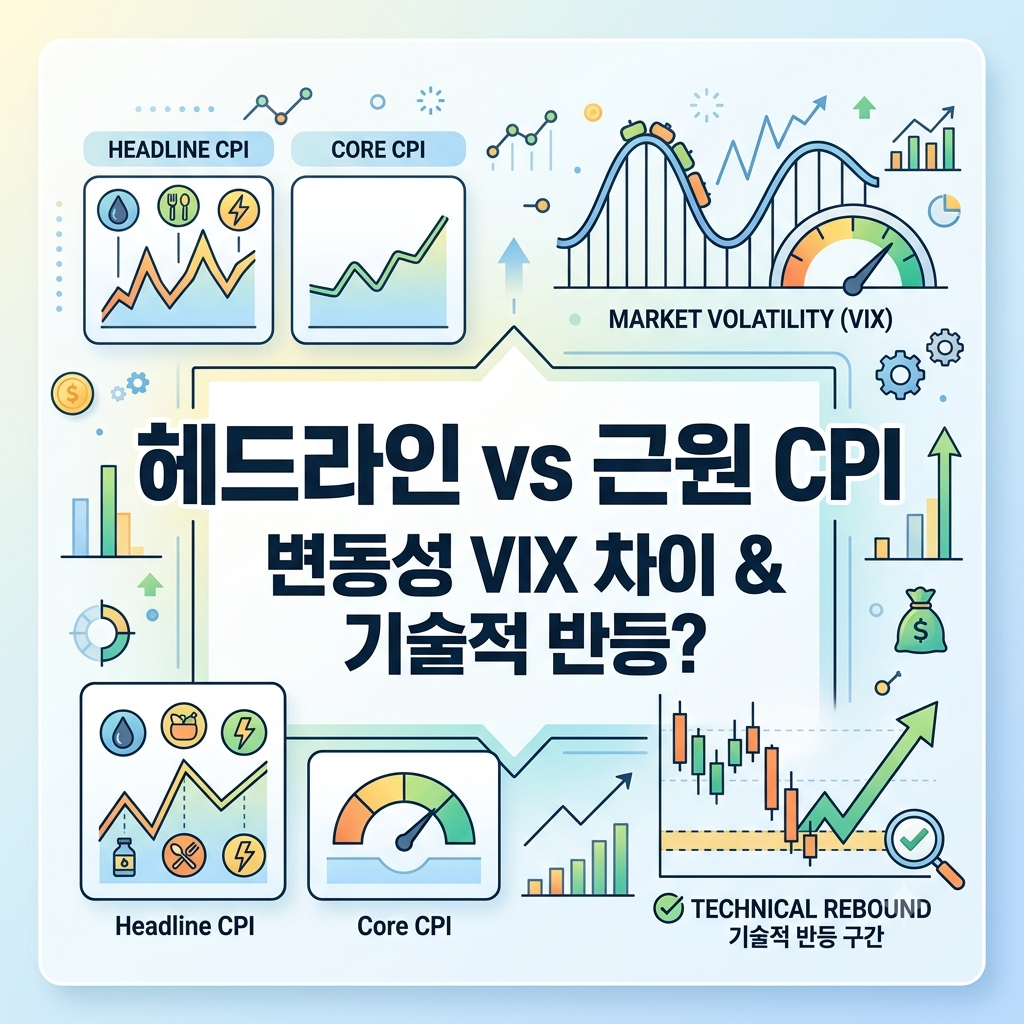 헤드라인 CPI vs 근원 CPI, 시장 변동성(VIX) 차이와 기술적 반등 구간 확인하기 1 image